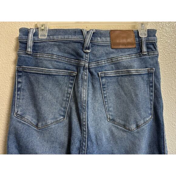 J. Crew Women’s Size 29 Point Sur Jeans Medium Wash High Rise Distressed Raw Hem - Picture 5 of 12